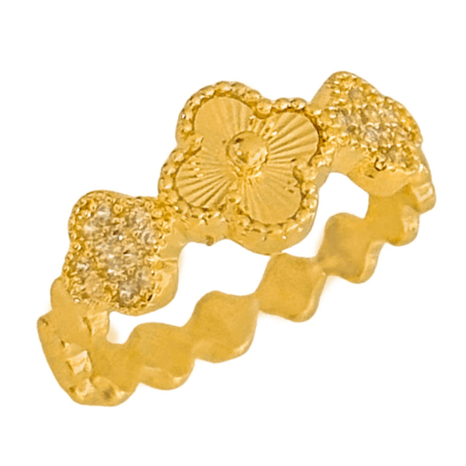 Anel Trevo Zirconia Banhado a Ouro 18k