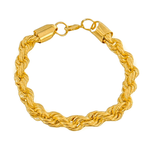 Pulseira Cordão Baiano 7 Mm Banhada a Ouro 18k.