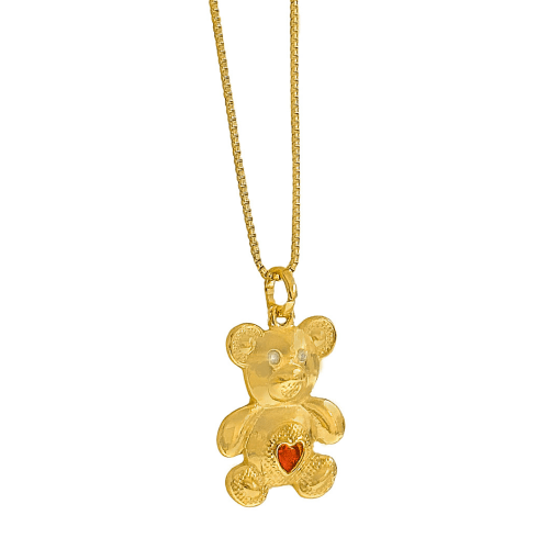 Gargantilha Urso Banhada a Ouro 18k.